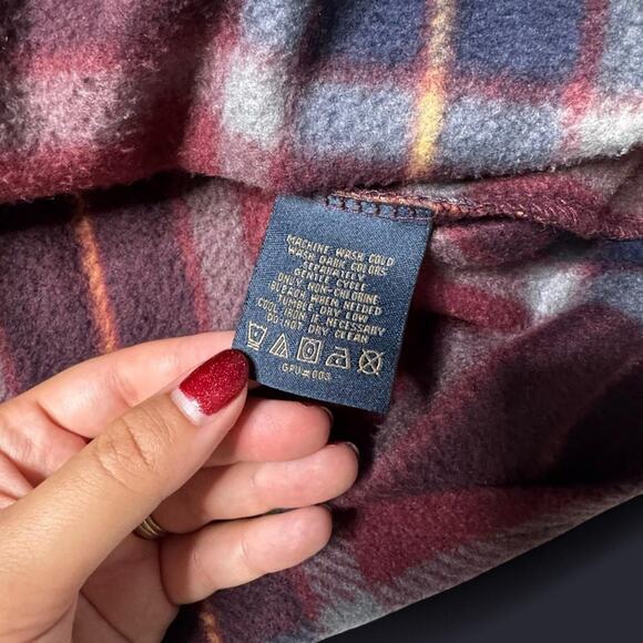 Freedom Foundry Men's Plaid Fleece Button Down Shirt Large Burgundy - Picture 7 of 9